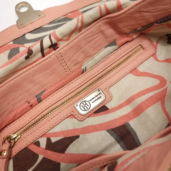 Hayden Harnett Handbag Salmon Coral Soft Leather Shoulder Bag‎ Purse Twist Lock - Picture 5 of 8